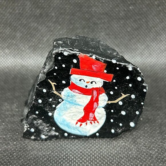 Piece of coal with handpainted snowman - Picture 1 of 3